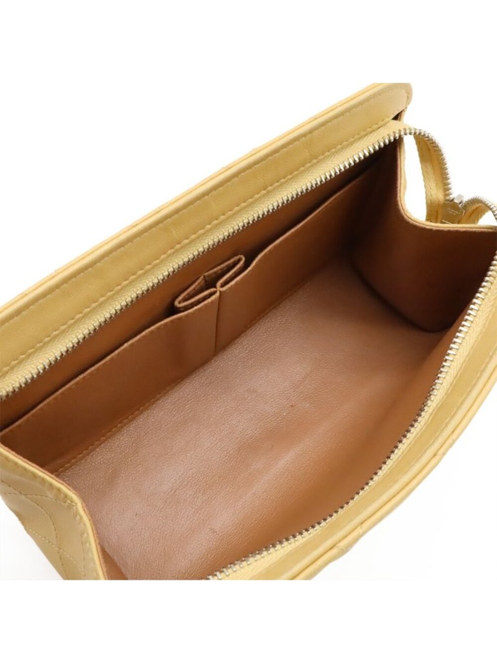 Chanel Quilted CC Logo Makeup Pouch Cosmetic Multi Case Lambskin Beige Silver - Picture 5 of 9